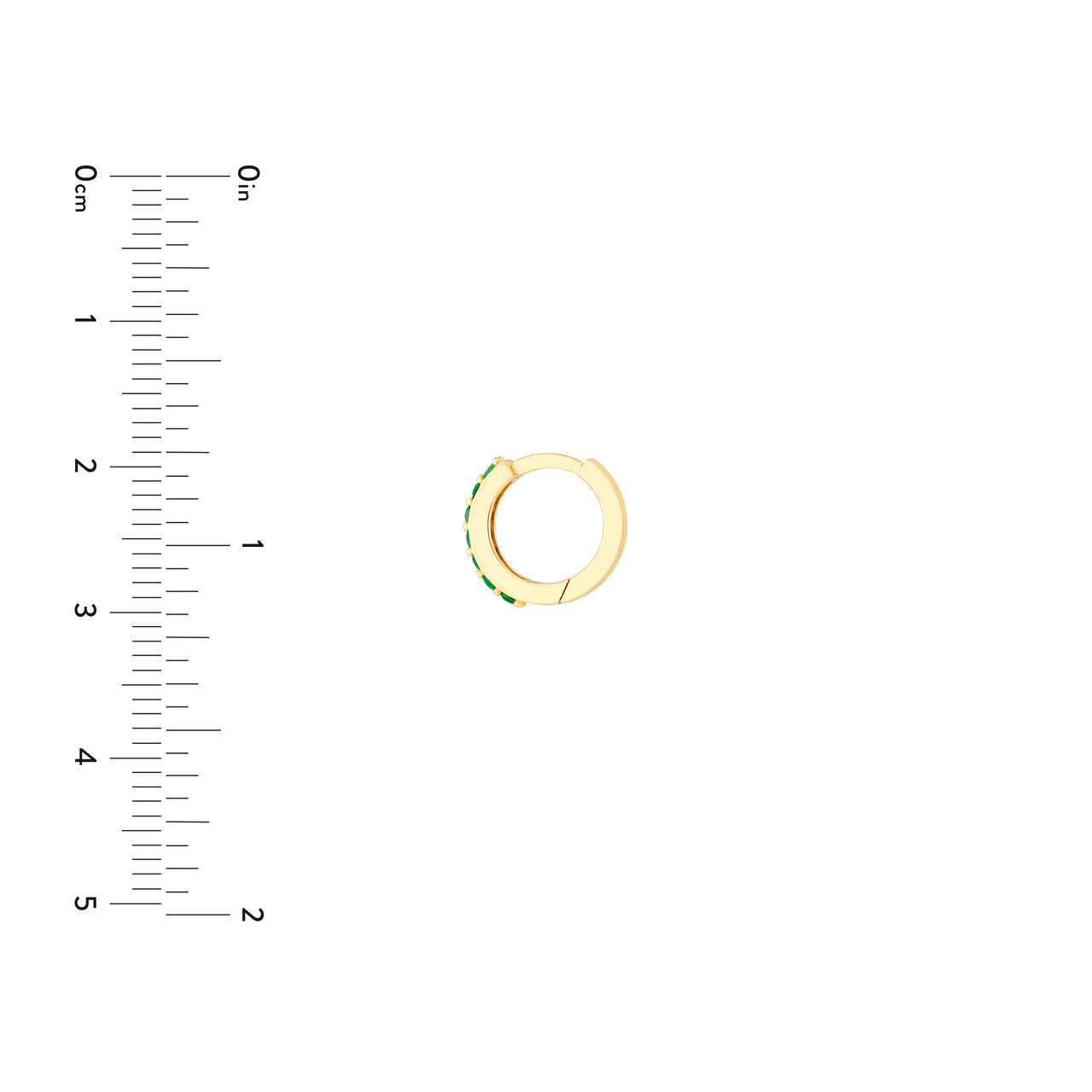 14k Gold Emerald Huggie Earrings