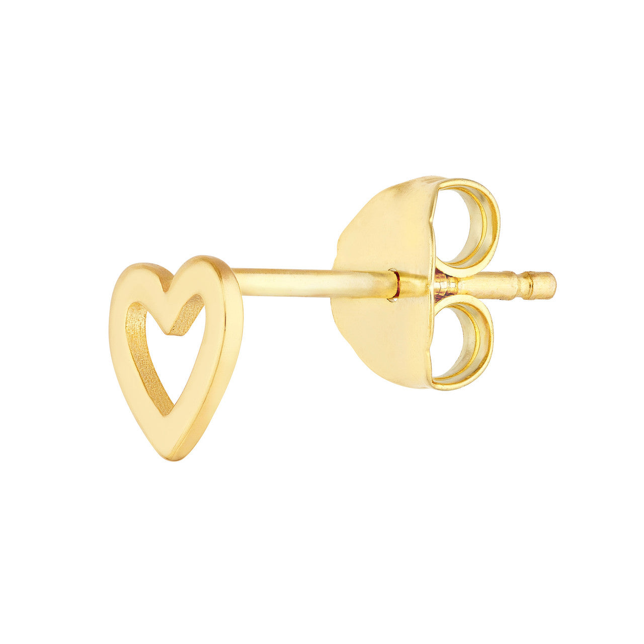 14k Gold Open Heart Stud Earrings