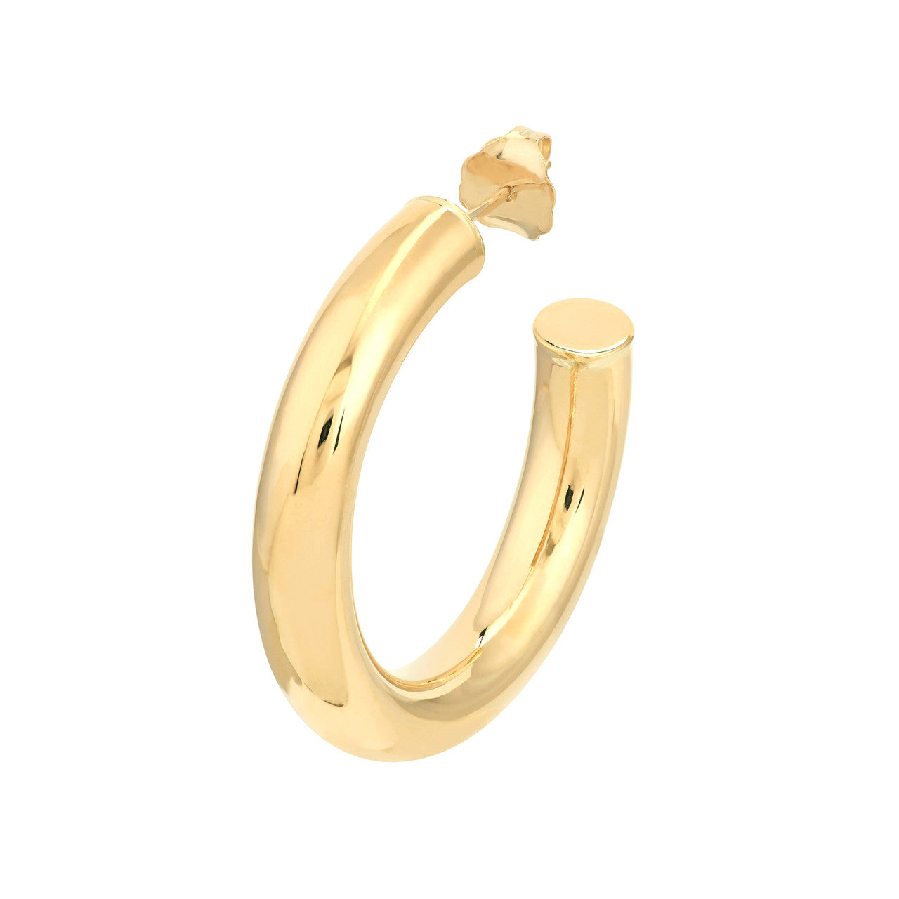 14k Gold Bold Tube Hoop Earrings