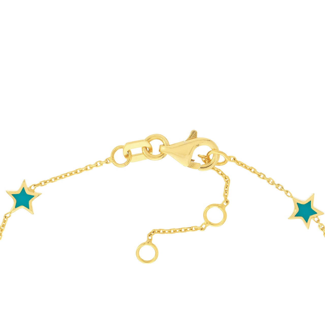 14k Gold Teal Enamel Star Bracelet