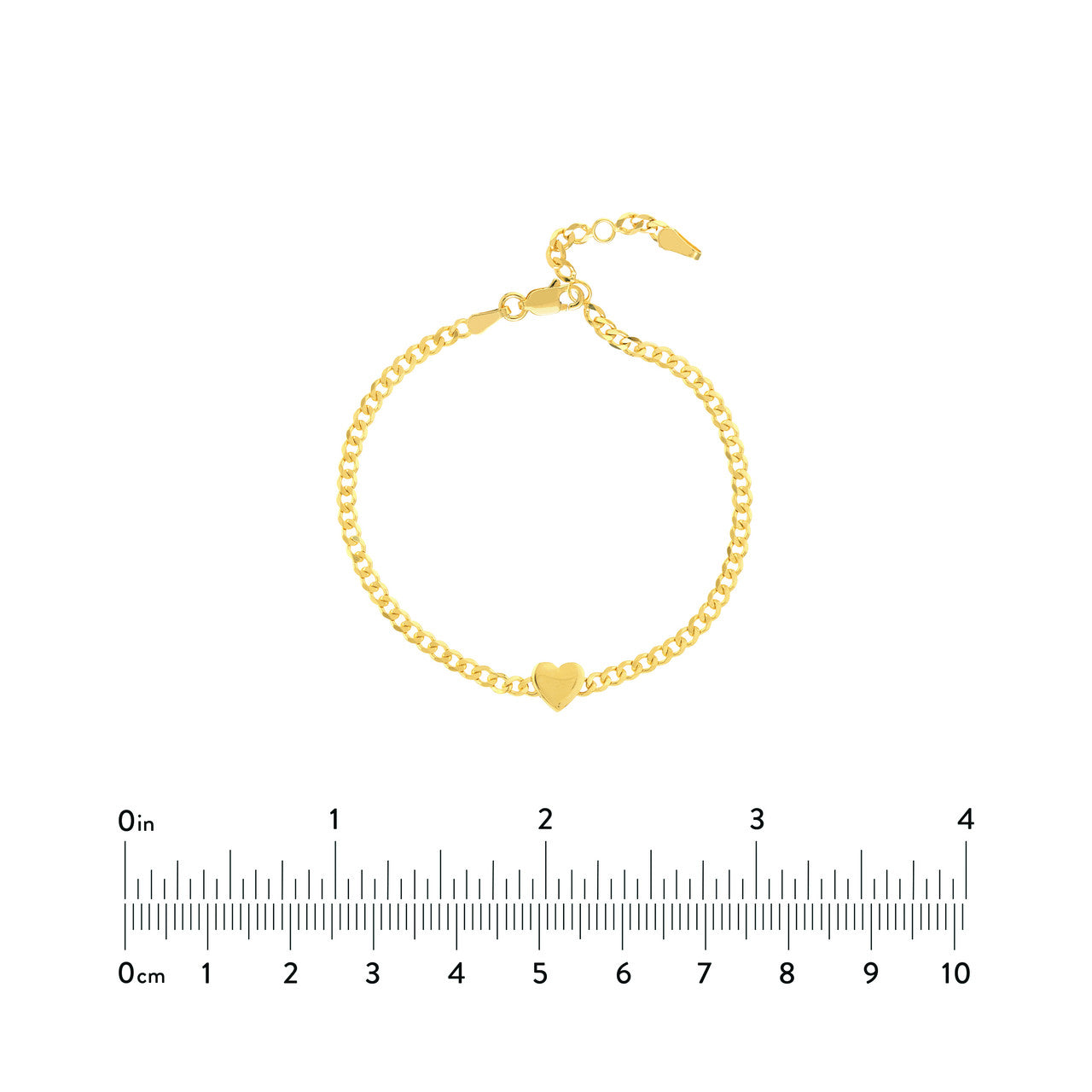 14k Gold Heart on Curb Cain