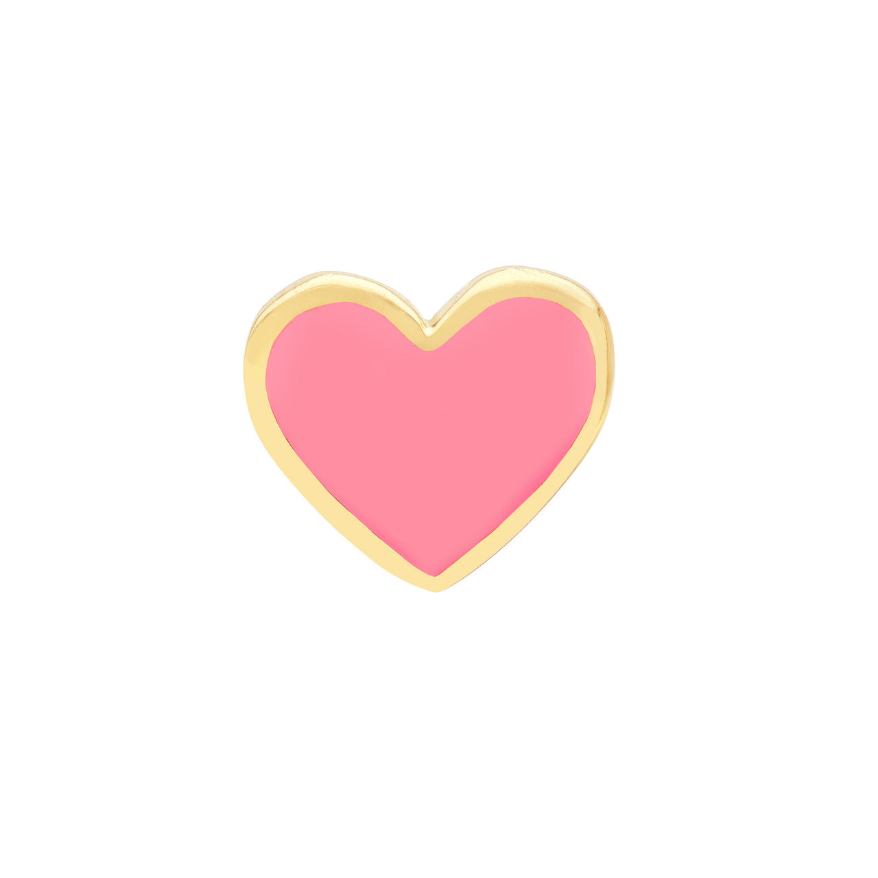 14k Gold Pink Enamel Heart Stud Earrings