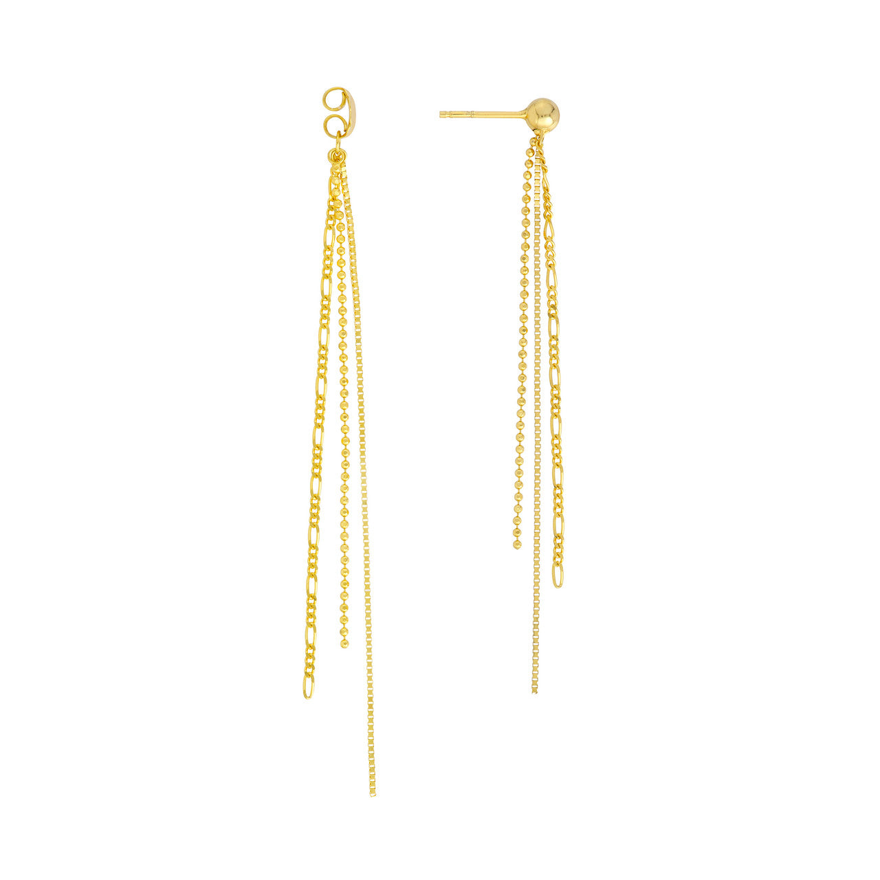 14k Gold Front and Back Dangle Earrings