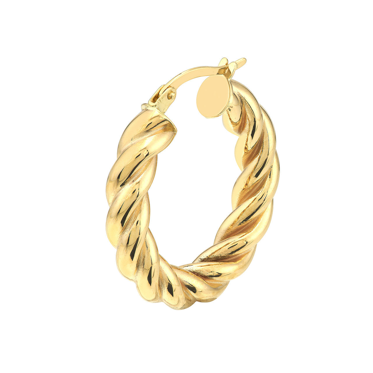 14k Gold Twist Oval Hoop Earrings