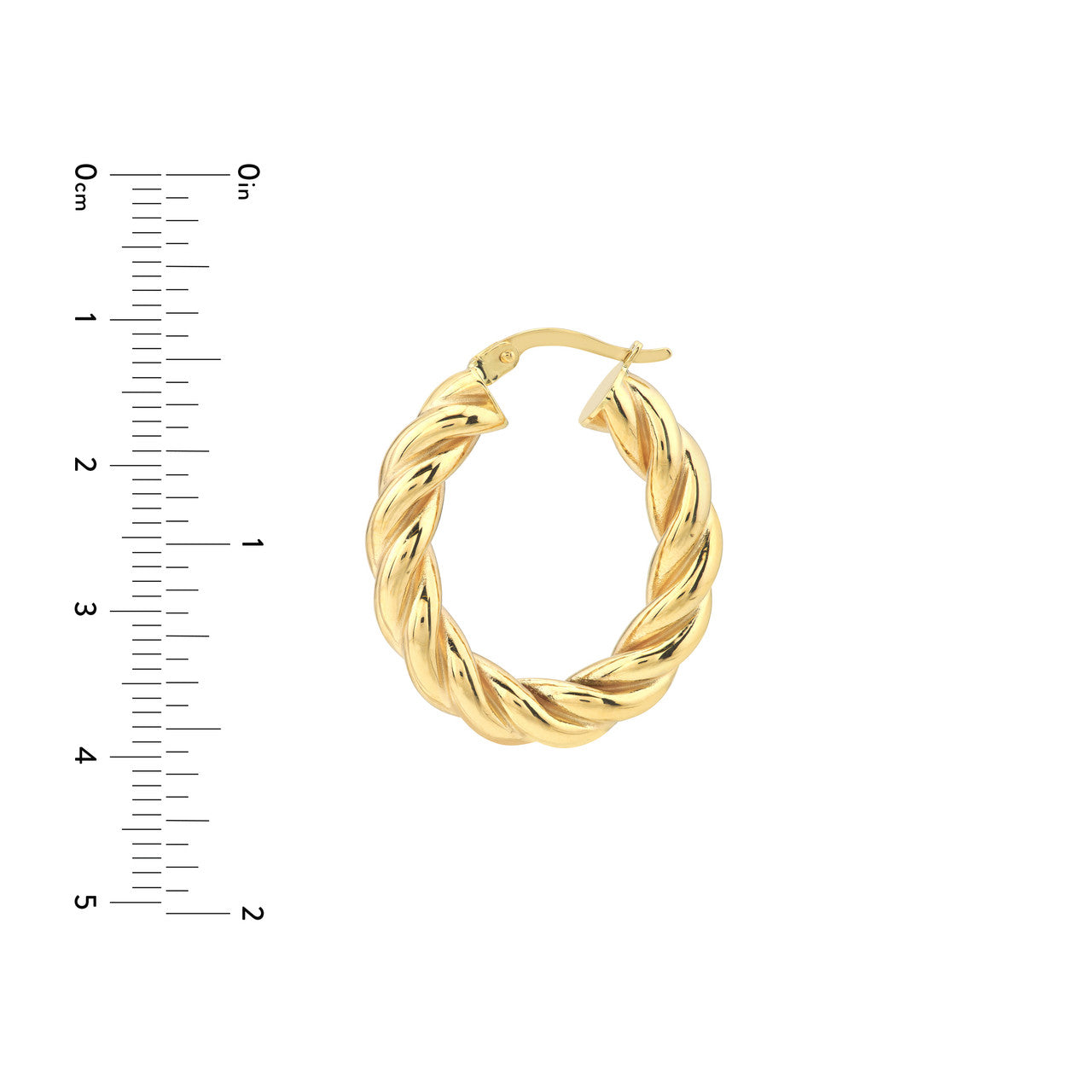 14k Gold Twist Oval Hoop Earrings