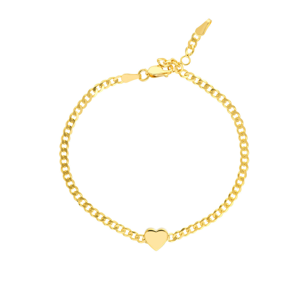 14k Gold Heart on Curb Cain