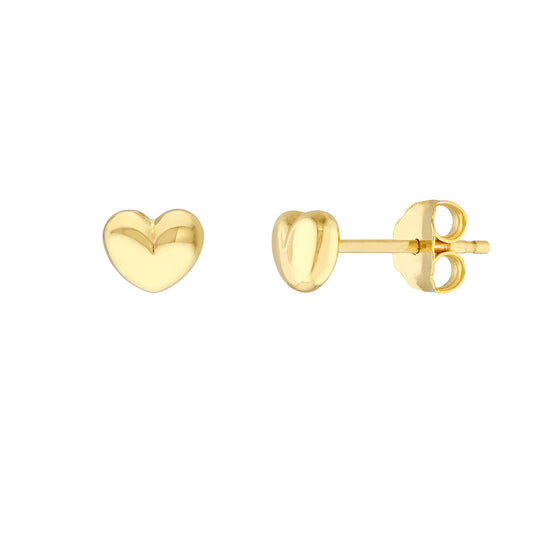 14k Gold Puffy Heart Earrings