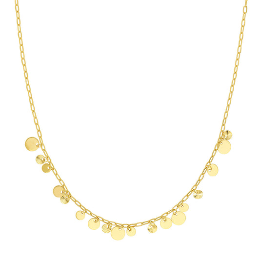 14k Gold Multi-Disc Drops Necklace