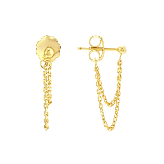 14k Gold Double Chain Drape Earrings