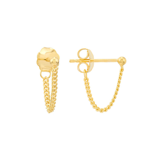 14k Gold Cuban Link Chain Earrings