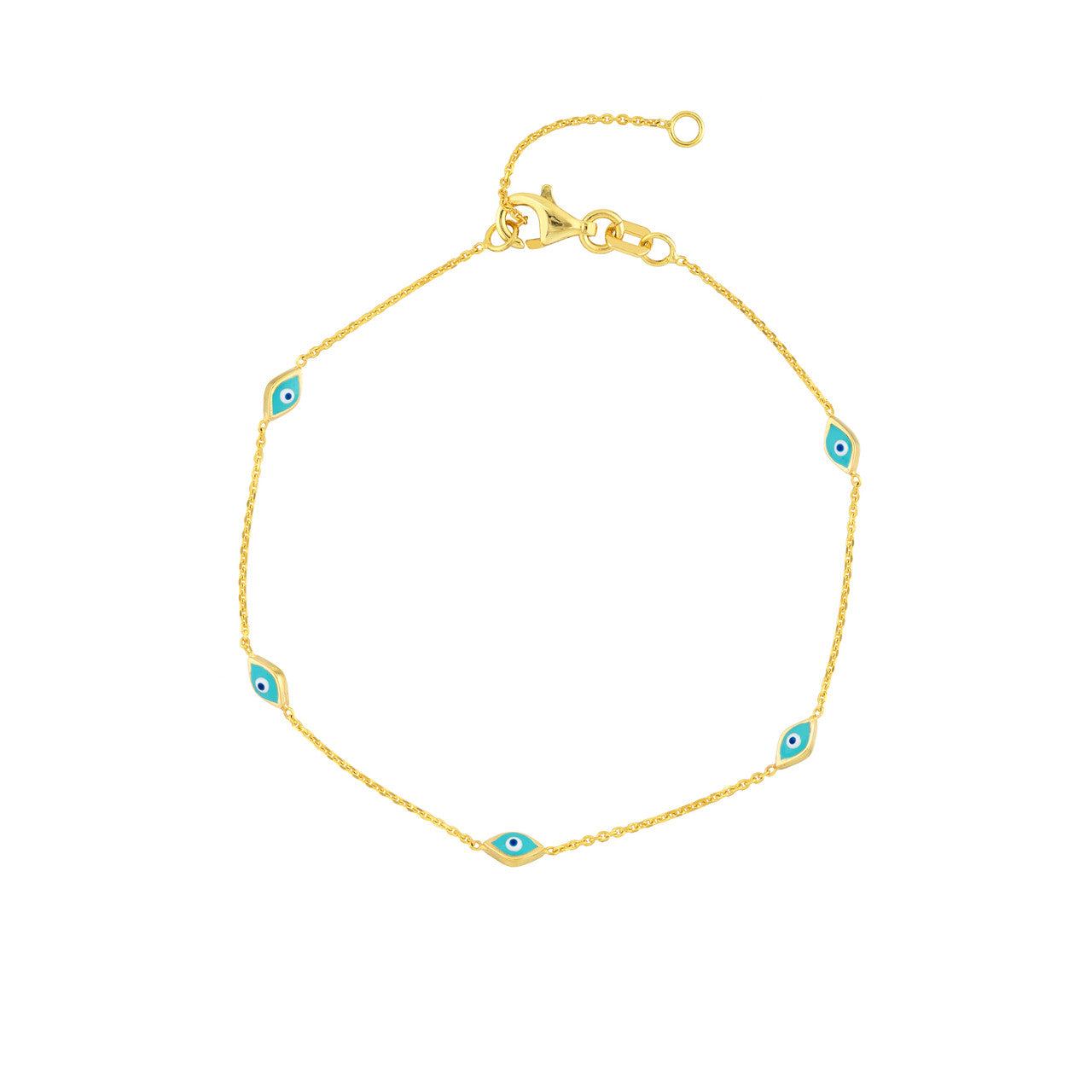 14k Gold Enamel Evil Eye Bracelet