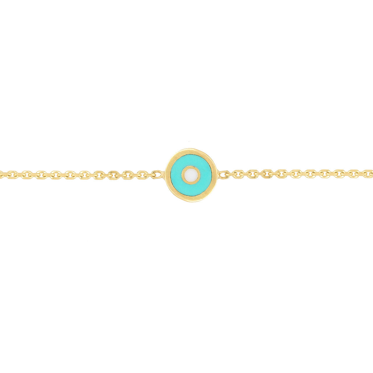 14k Gold Mint Enamel Evil Eye Bracelet