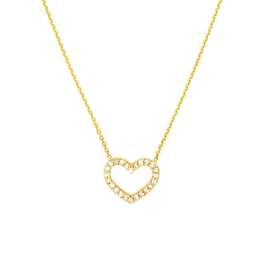 14k Gold Diamond Open Heart Necklace