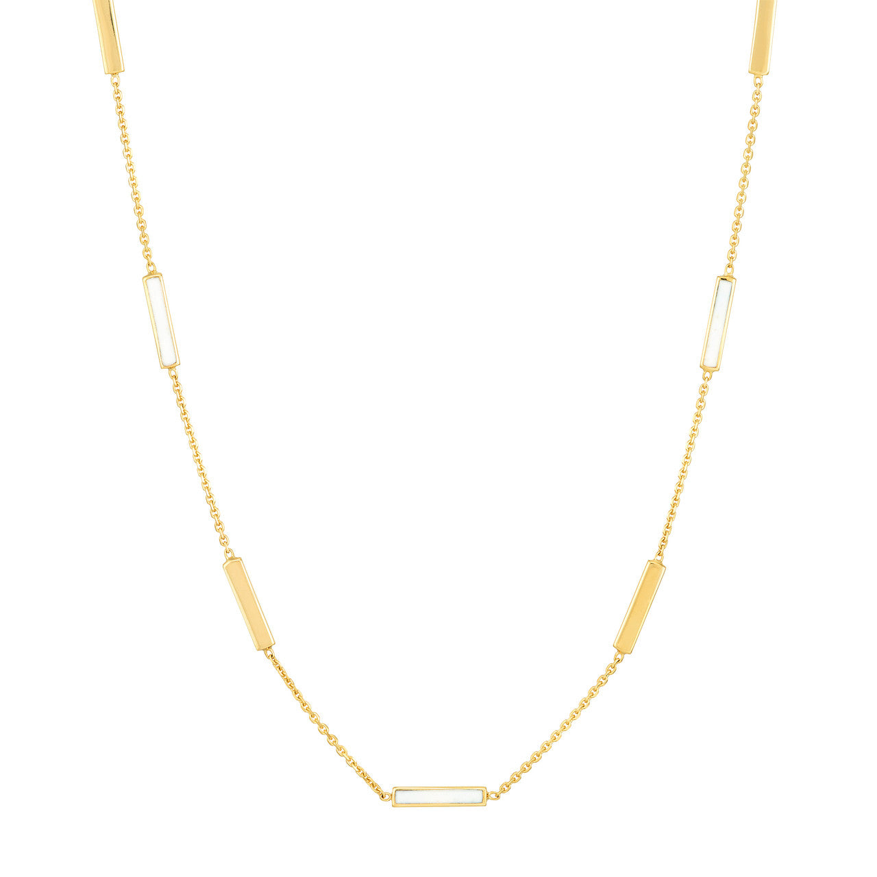 14k Gold White Enamel Bar Necklace