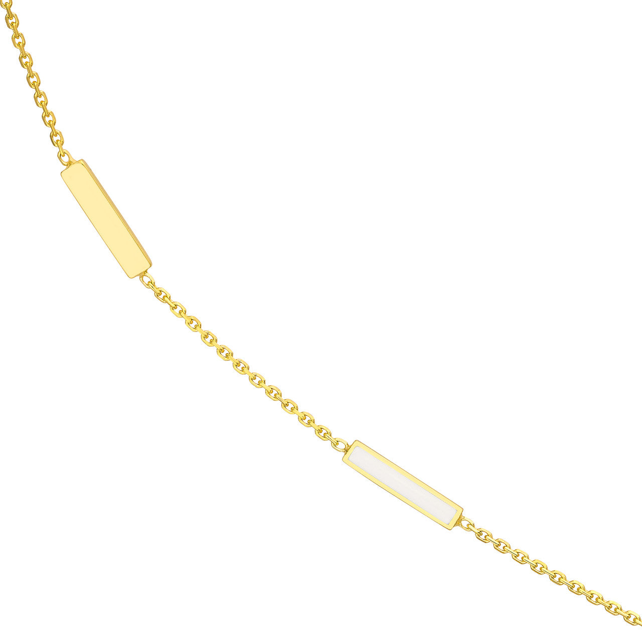 14k Gold White Enamel Bar Necklace