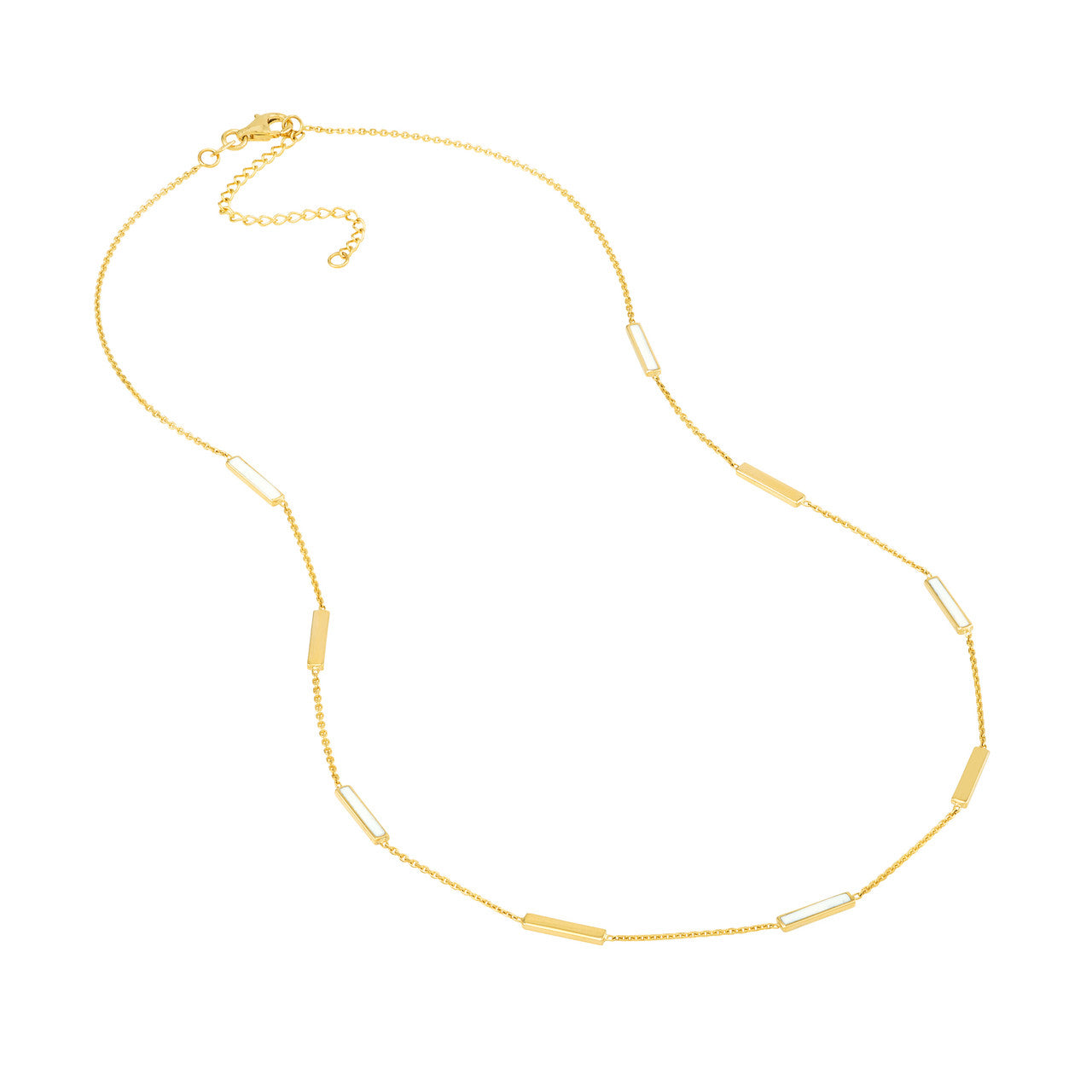 14k Gold White Enamel Bar Necklace