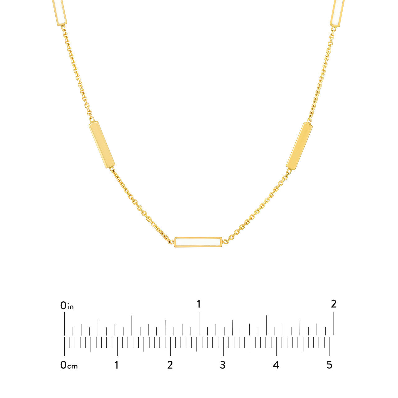 14k Gold White Enamel Bar Necklace