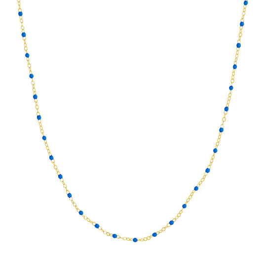 14ky Cobalt Enamel Piatto Bead Necklace