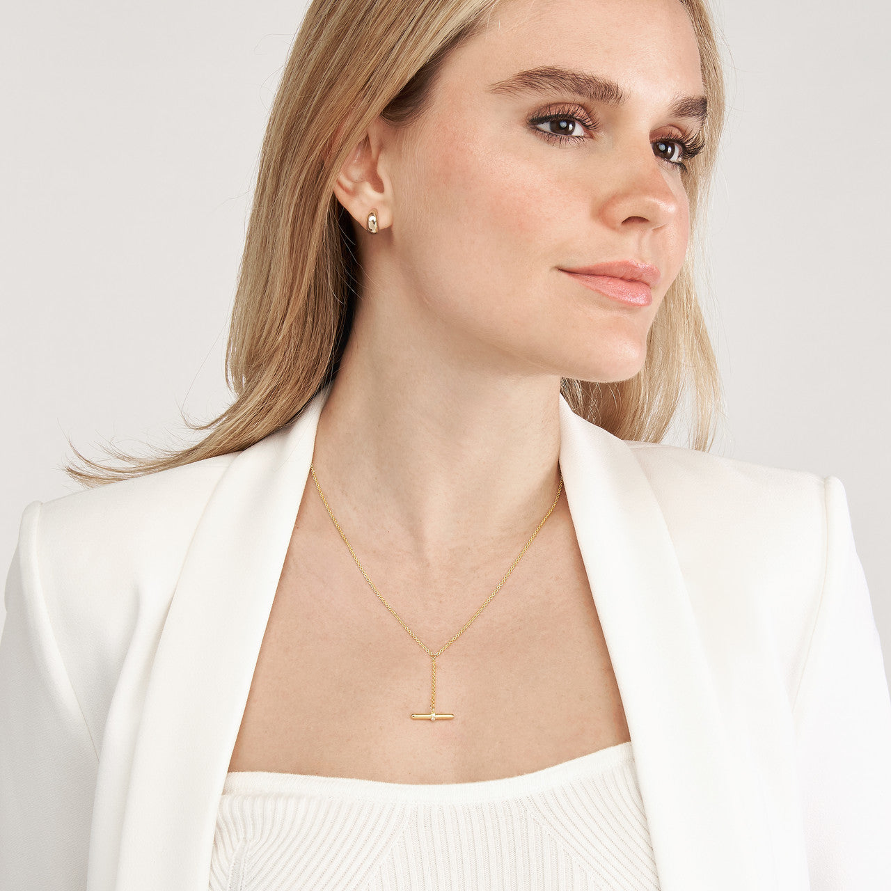 14k Gold Toggle Lariat Necklace