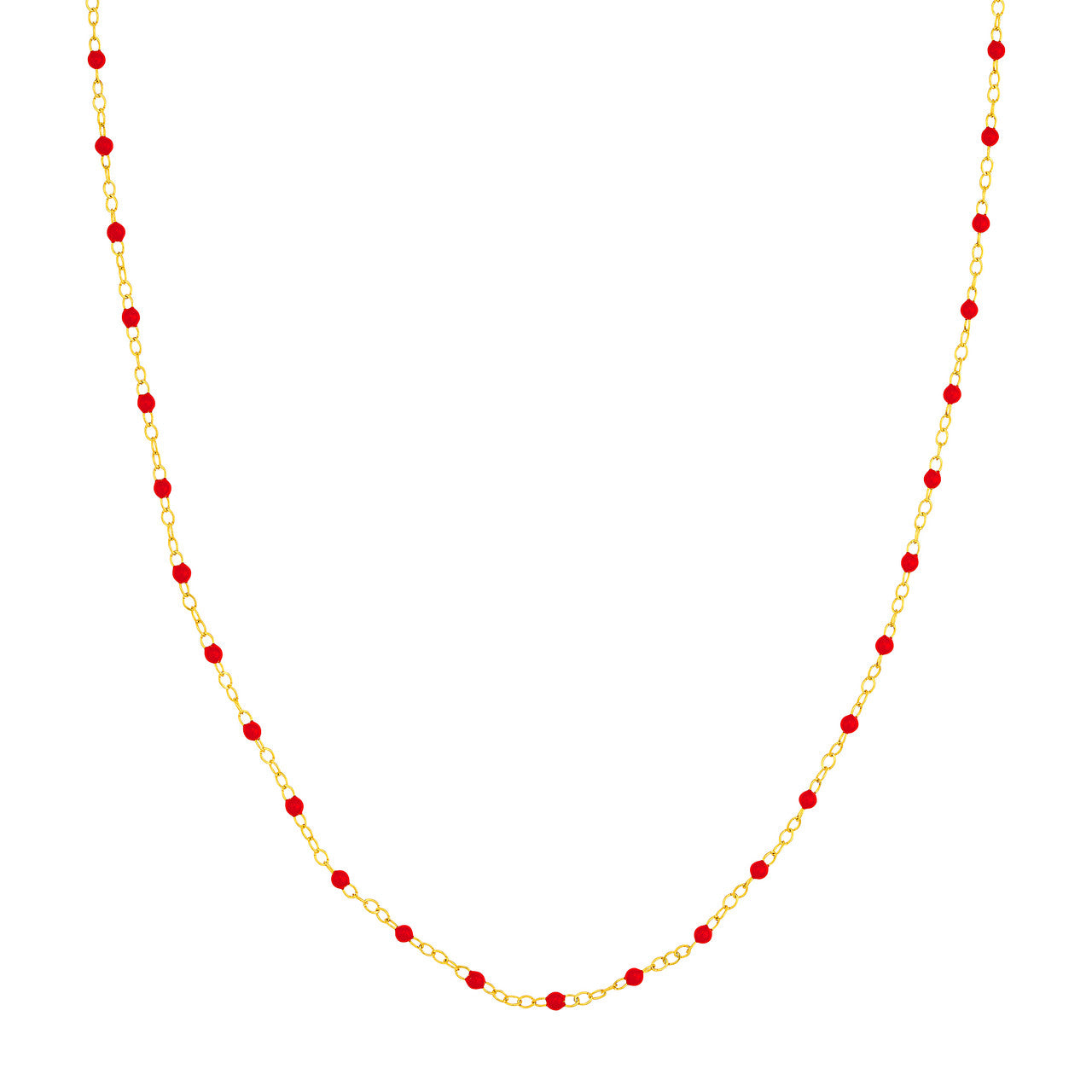 14ky Red Enamel Piatto Bead Necklace