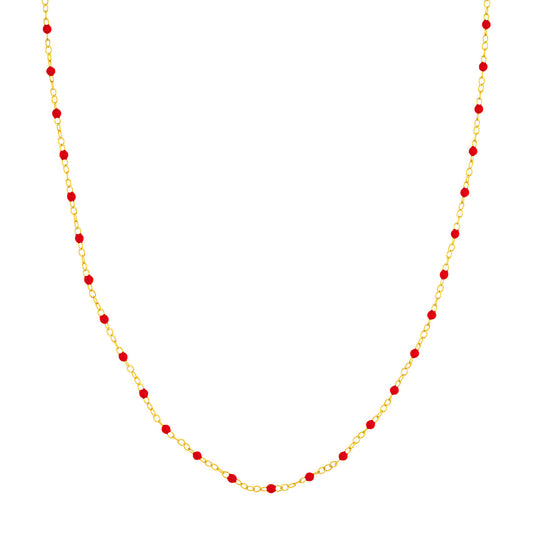 14ky Red Enamel Piatto Bead Necklace