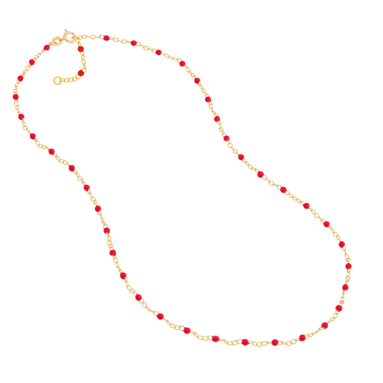 14ky Red Enamel Piatto Bead Necklace