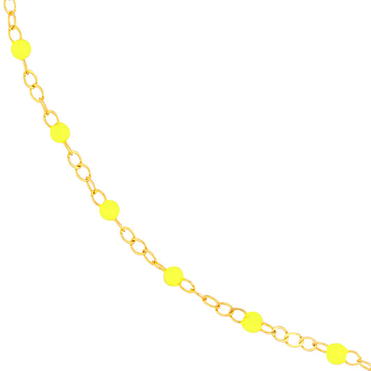 14ky Neon Yellow Enamel Piatto Bead Necklace