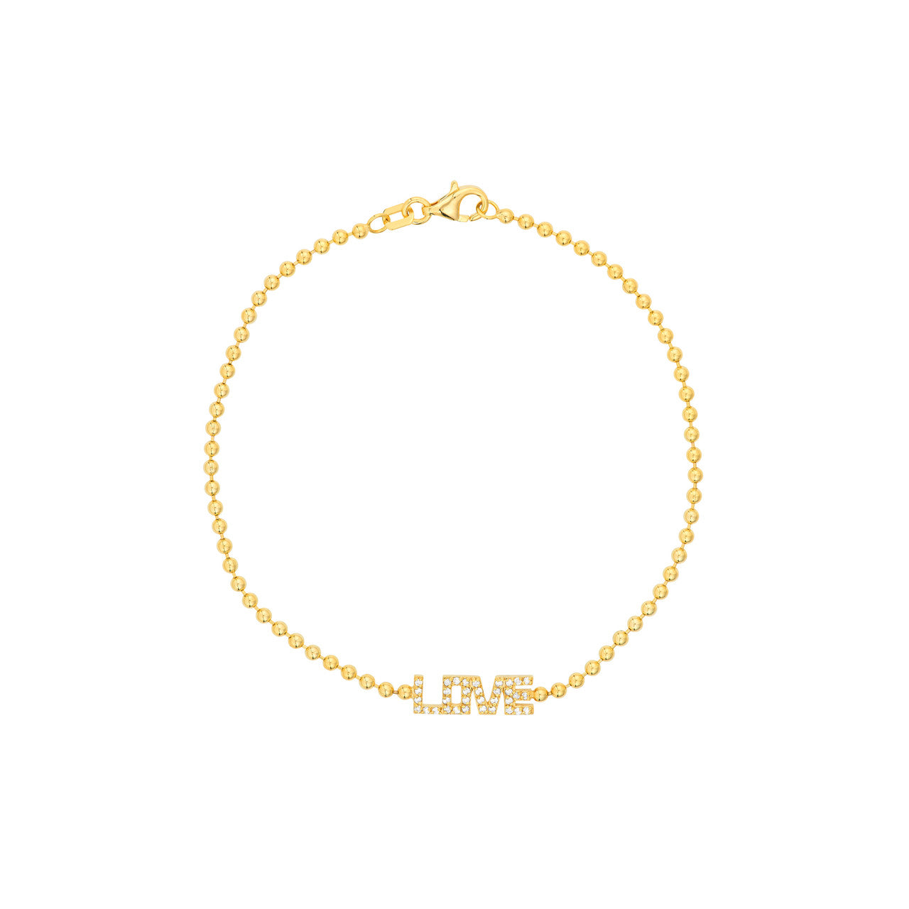 14k Gold Diamond Love Bead Bracelet