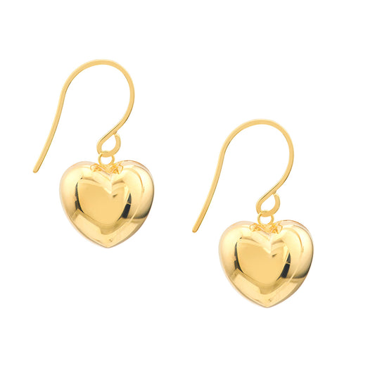 14k Gold Puffed Heart Earrings