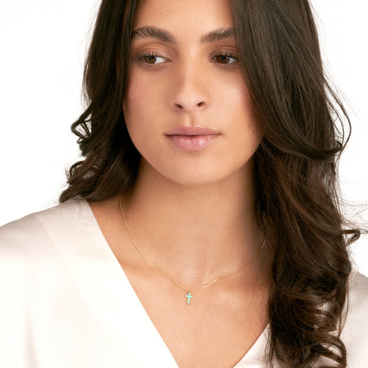 14k Gold Mint Green Cain Necklace