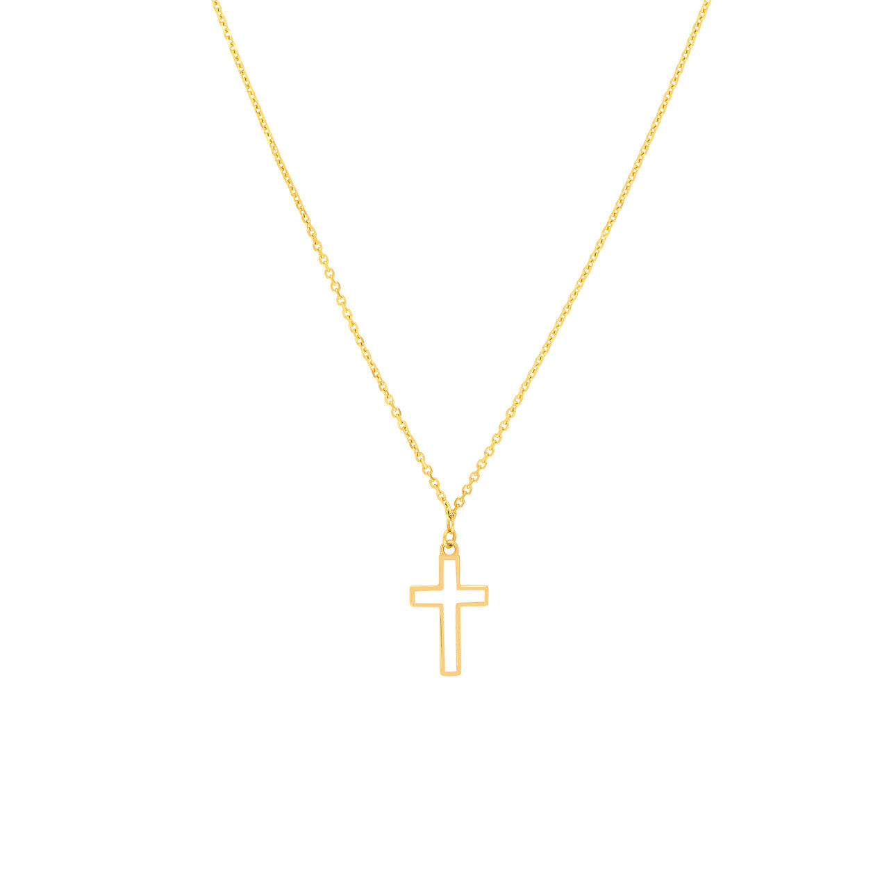 14k Gold White Enamel Cross Necklace