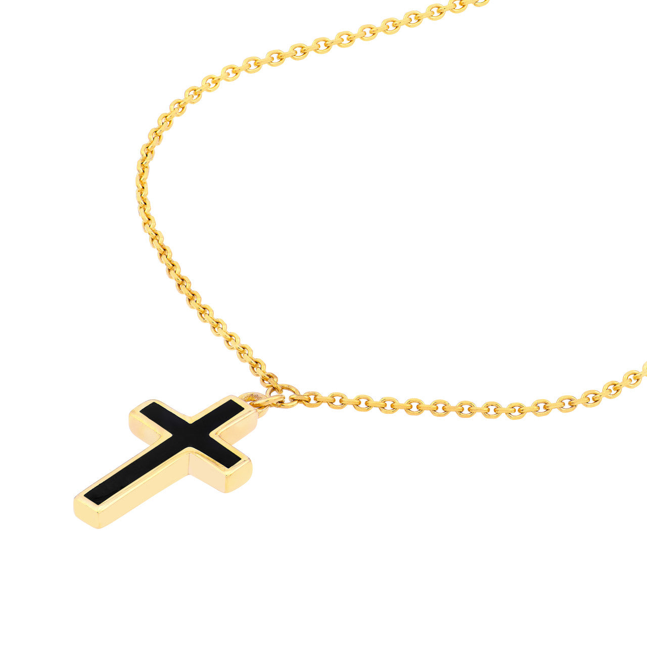 14k Gold Black Enamel Cross Necklaces