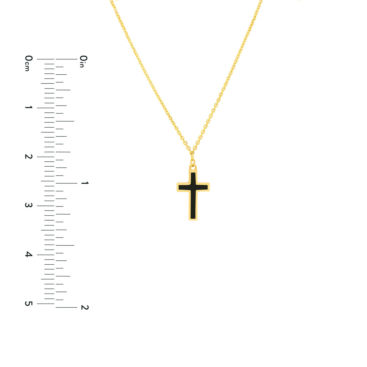 14k Gold Black Enamel Cross Necklaces