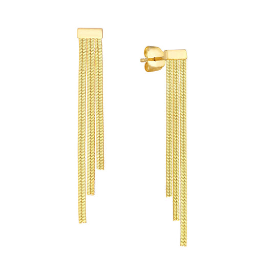 14k Gold Triple Herringbone Chain Earrings