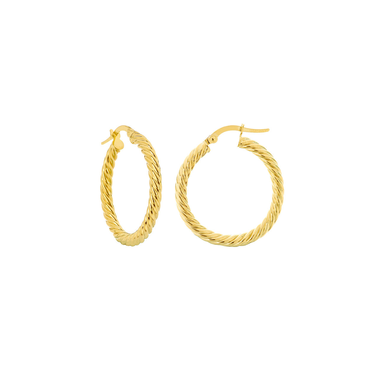 14k Gold Cable Hoop Earrings Medium
