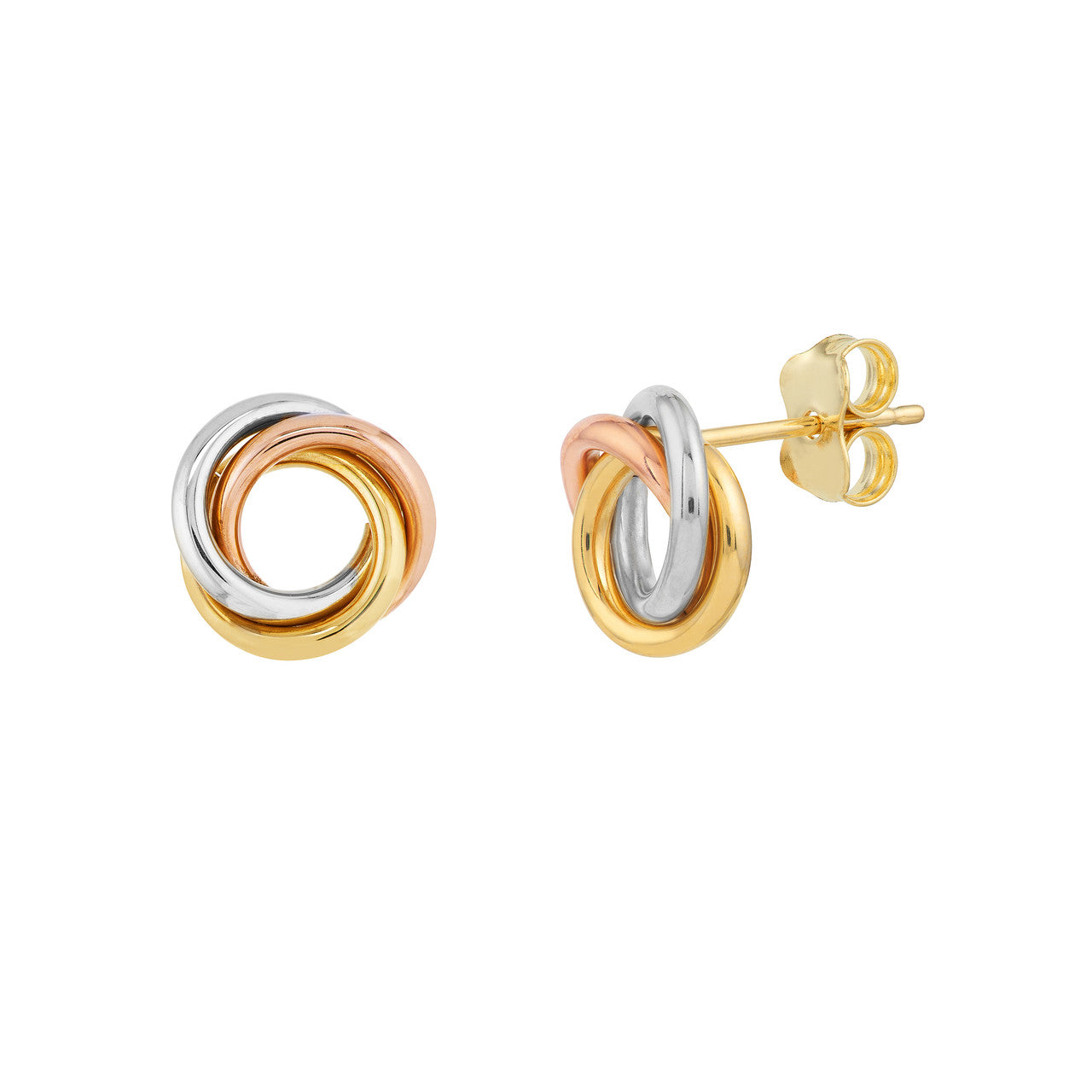 14k Gold Tri Color Love Knot Earrings