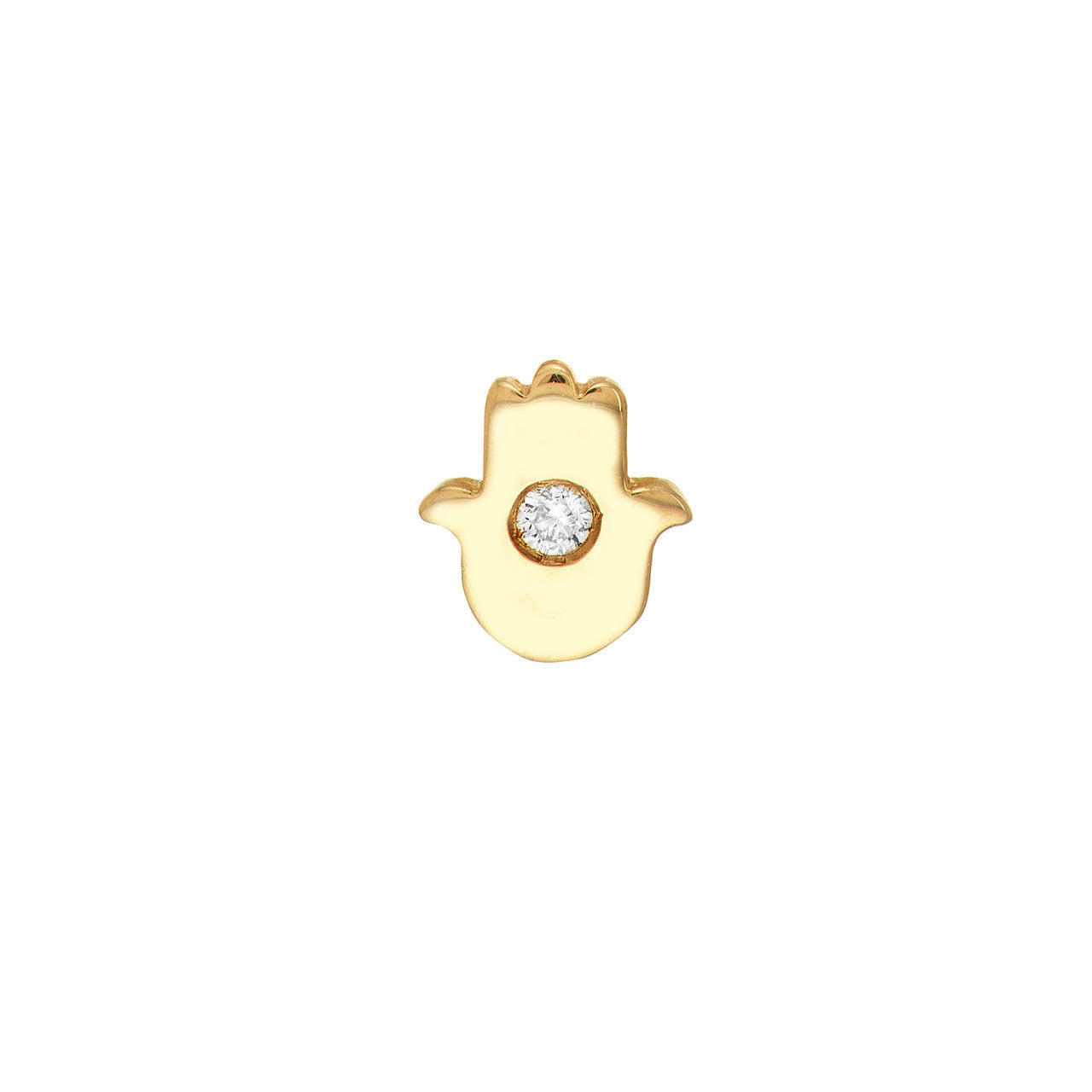 14k Gold Petite Diamond Hamsa Stud Earrings