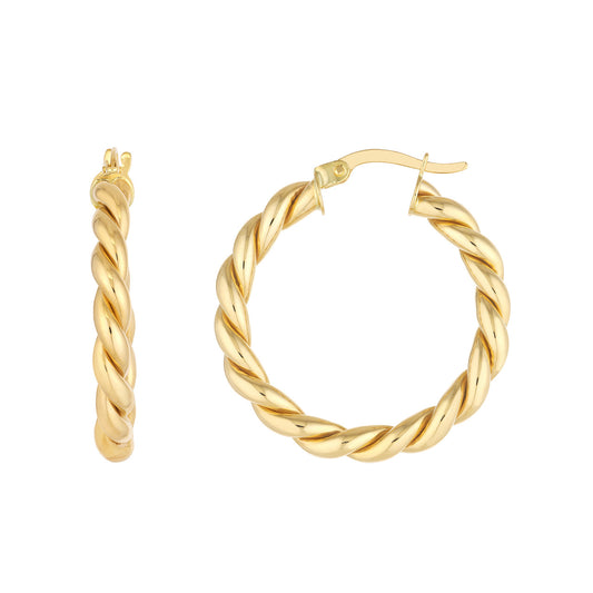 14k Gold Twist Large Hoop Earrings