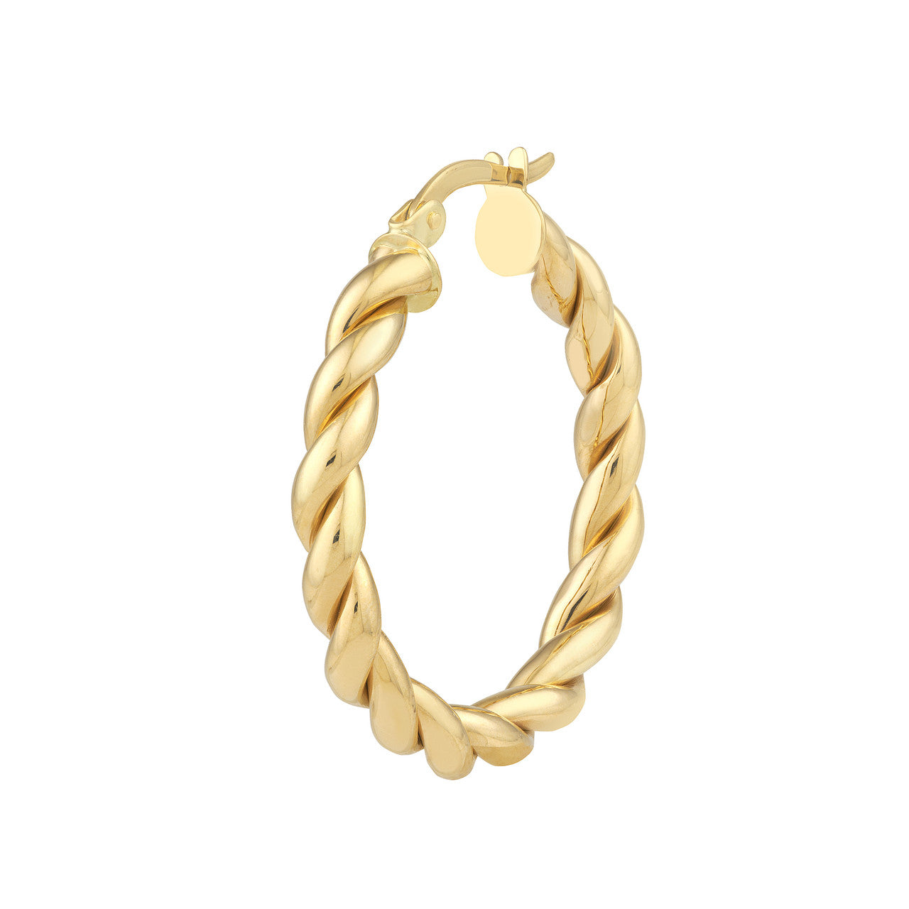 14k Gold Twist Large Hoop Earrings