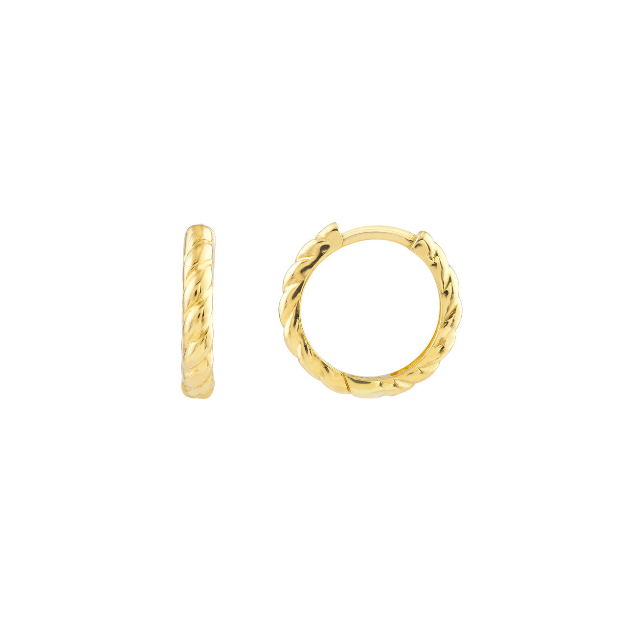 14k Gold Small Twist Huggie Earrings