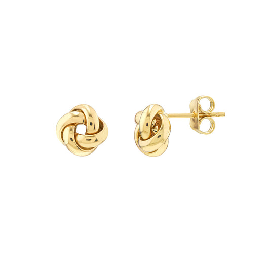 14k Gold Puffed Love Knot Stud Earrings