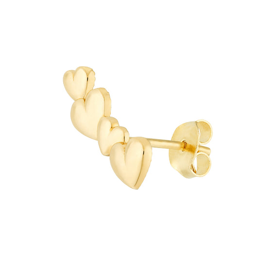 14k Gold Heart Ear Climbers