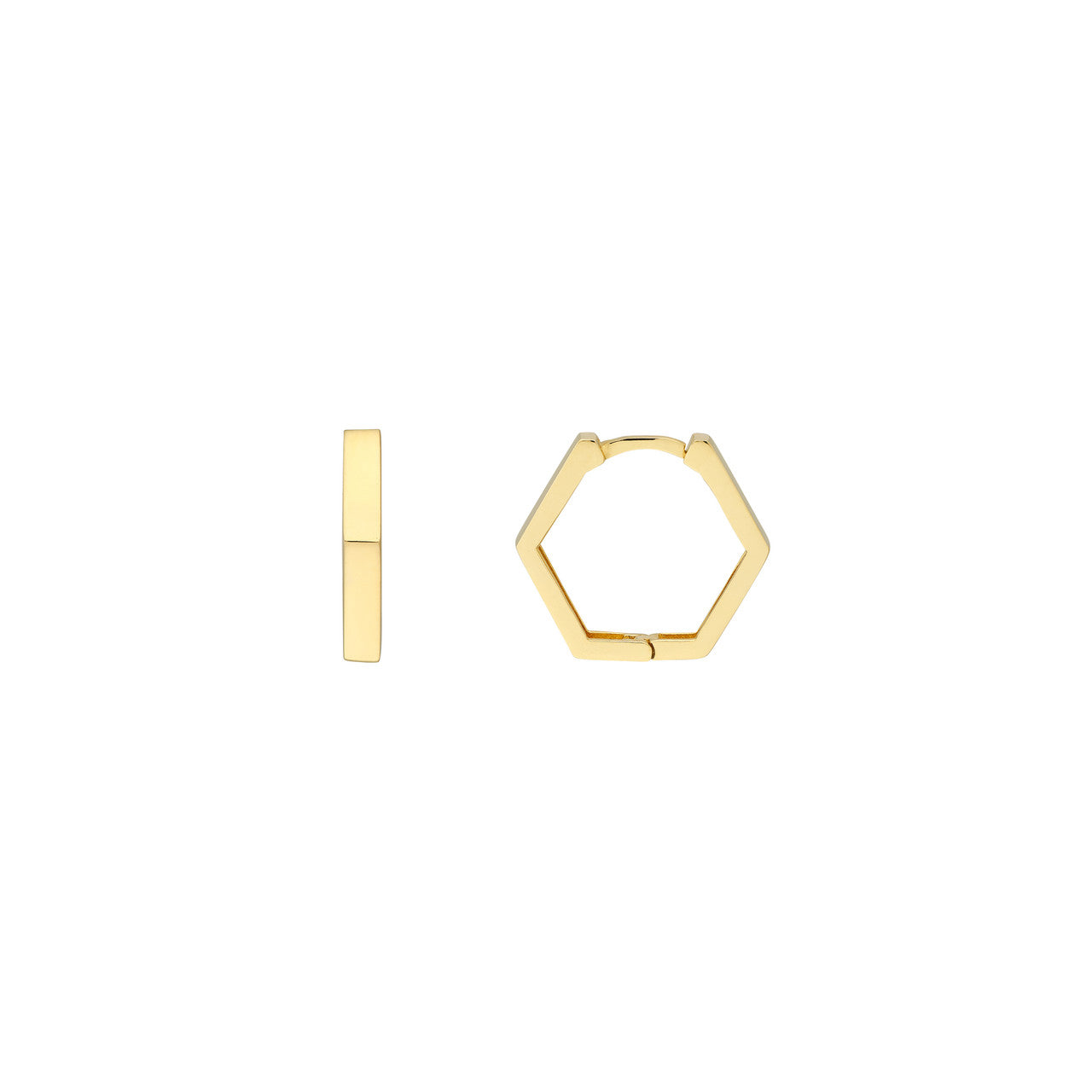 14k Gold Pentagon Huggie Earrings