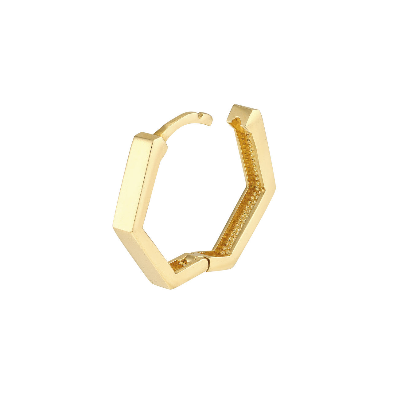 14k Gold Pentagon Huggie Earrings