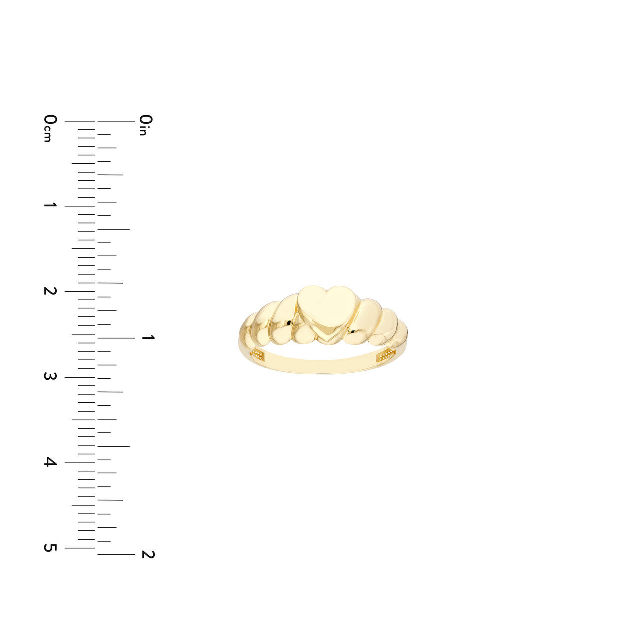 14k Gold Ribbed Heart Ring