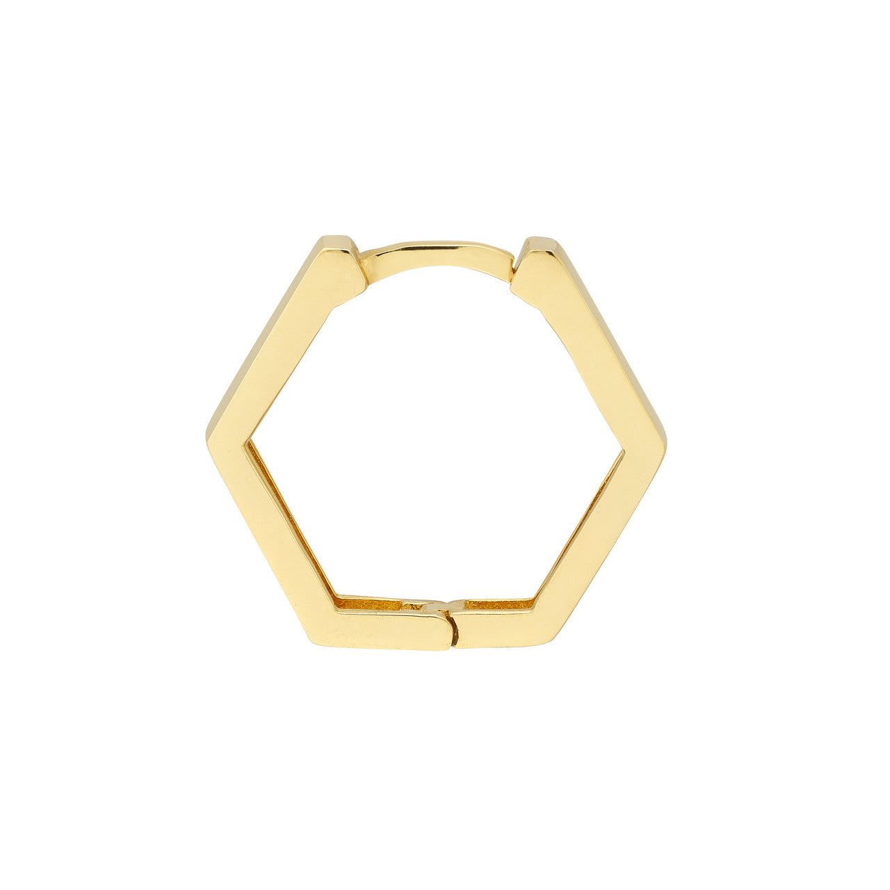 14k Gold Pentagon Huggie Earrings