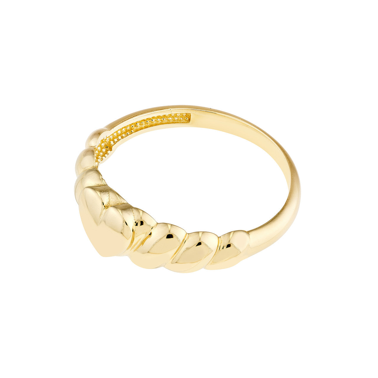 14k Gold Ribbed Heart Ring