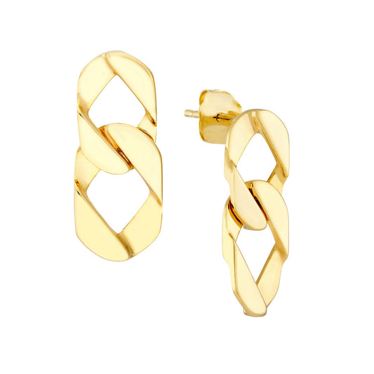 14k Gold Miami Link Earrings