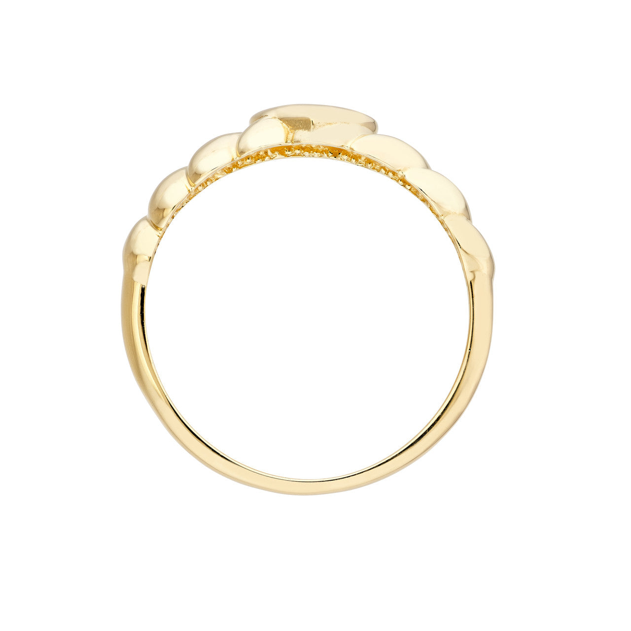 14k Gold Ribbed Heart Ring